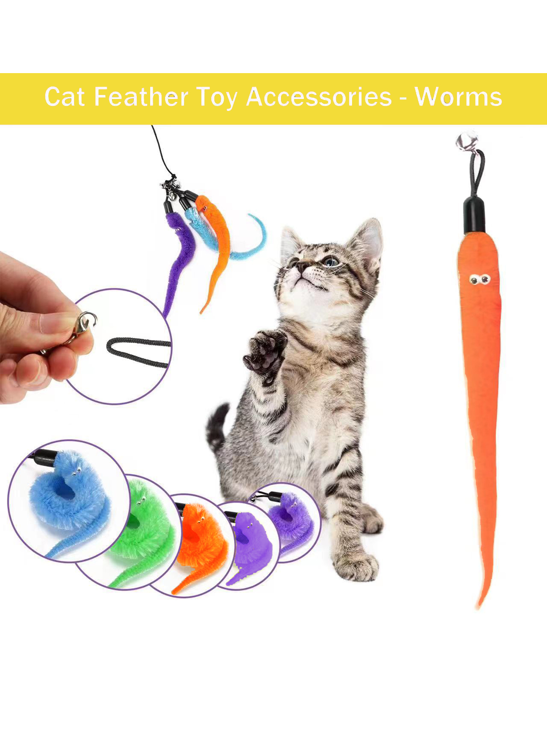 12 PCS Indoor Cat Toys Pet Interactive Teaser Stick Set Cat Feather Stick Toys