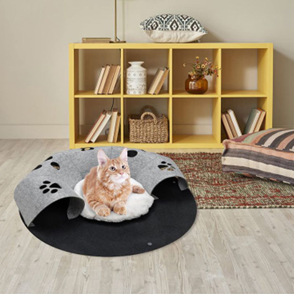 Cat Tunnel Bed Collapsible Cat Tunnels Tubes Toys With Removable Mat