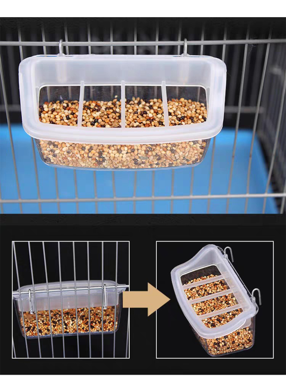 Tiger Cockatoo Small Food Container Bird Feeder Small Bird Spill Resistant Splash Resistant Hanging Food Bowl