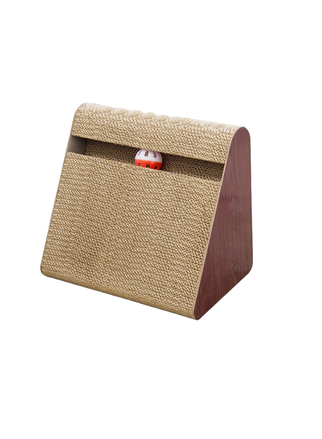 Triangle Cat Scratching Board Nest Sturdy High Density Corrugated Cardboard Claw Sharpener Wear-resistant Standing Wall Scratching Post (Small 27*22*16cm)