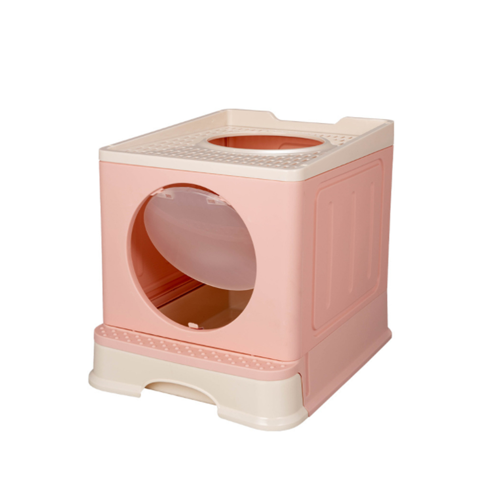 Fully Enclosed Top-in Two-way Drawer Type Foldable Cat Litter Box