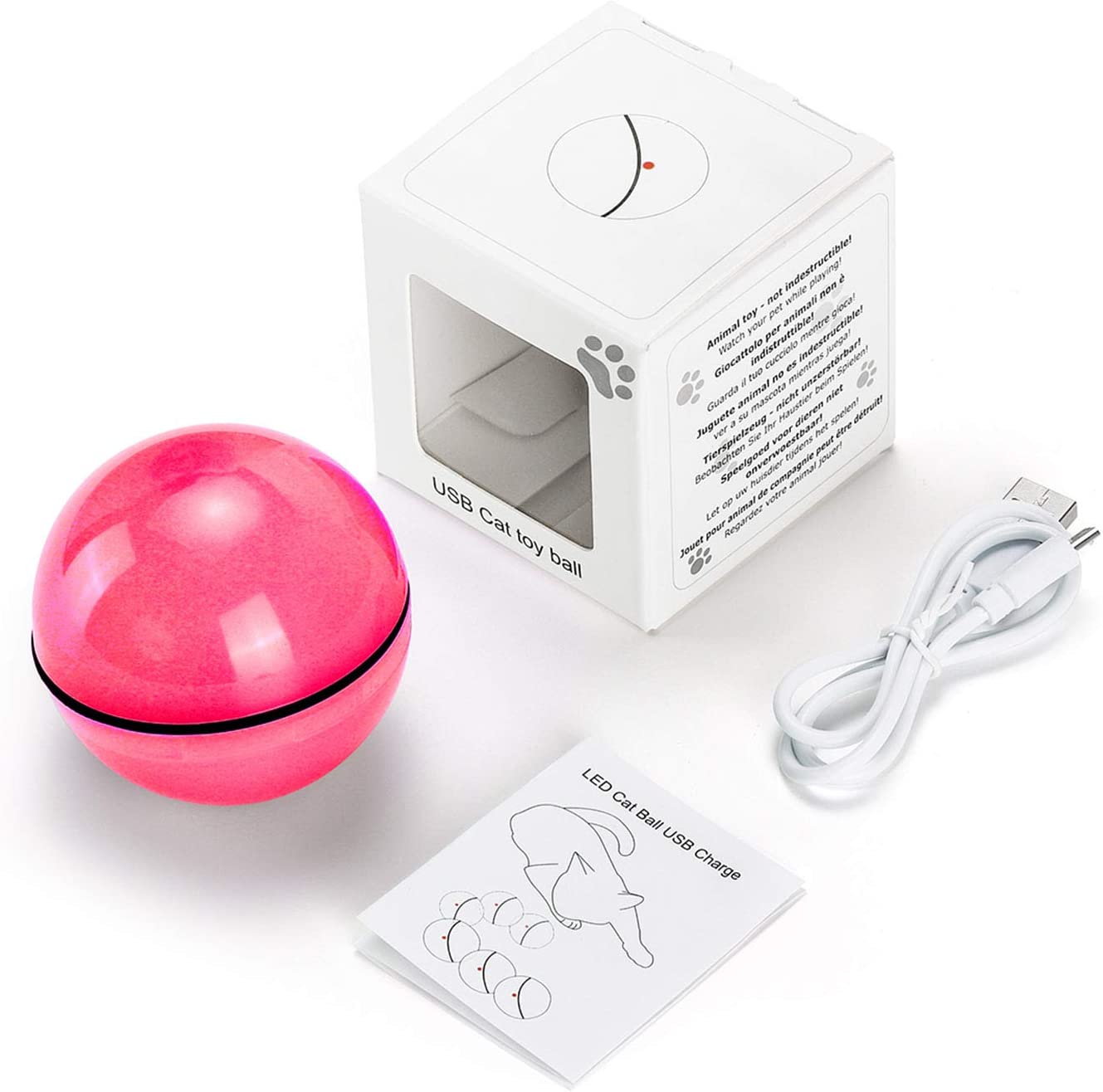 Interactive Cat Toys Ball Automatic Self-Rotating Rolling Ball With USB Rechargeable Pet Exercise Chase Toy Ball