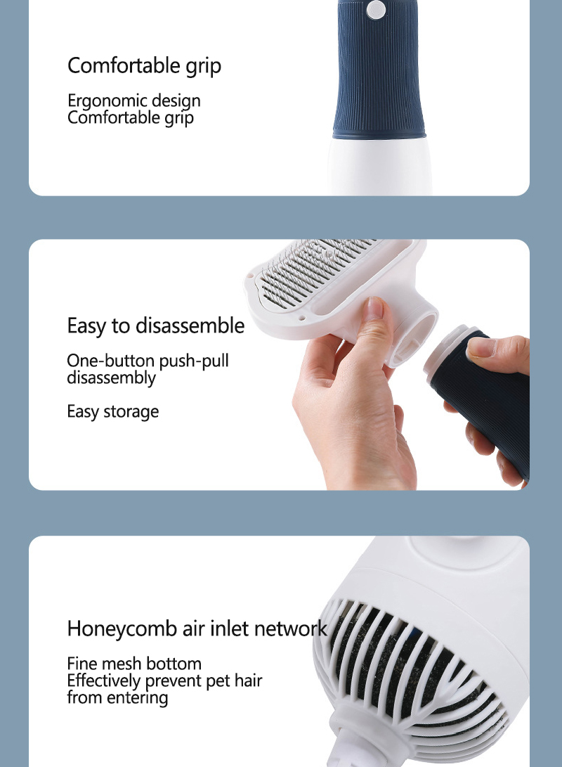 Pet Hair Dryer 2 in 1 Pet Grooming Hair Blower Adjustable Temperature Grooming Hair Brush
