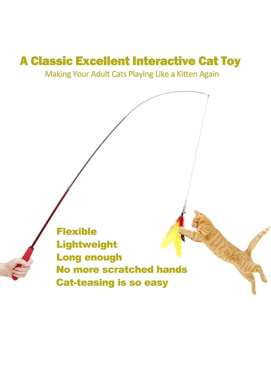 11 PCS Indoor Cat Toys Pet Interactive Teaser Stick Set Butterfly Teaser Cat Feather Stick Toys