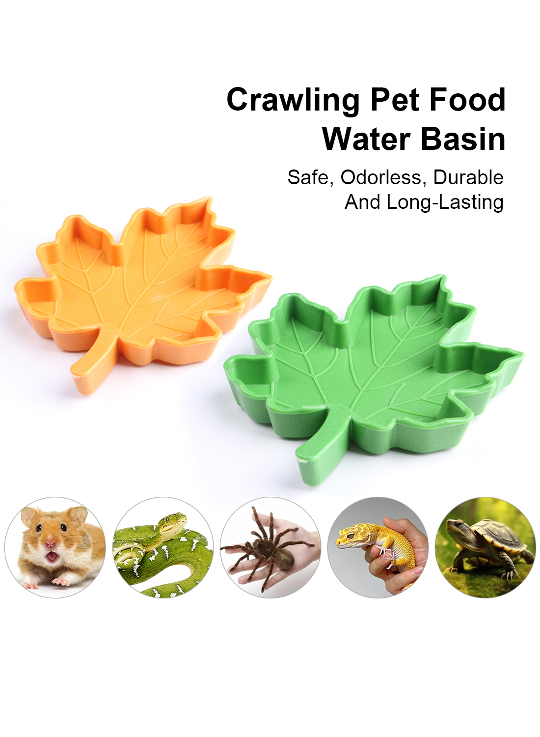 Maple Leaf Shape Small Pets Reptile Pet Feeding Bowl Lizard Feeding Tray Pet Plastic Food Utensils