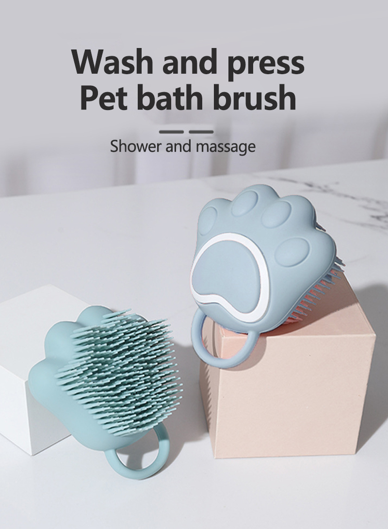 Pet Bath Brush Dog Massage Brush Shampoo Dispenser Soft Brush For Dogs and Cats Shower Grooming