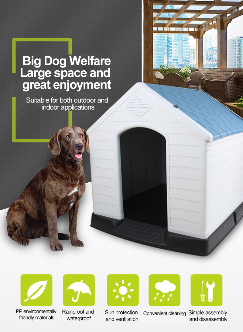 Dog House Outdoor Rainproof Large Kennel Large Plastic Dog Crate Four Seasons Universal Removable and Washable 88*79*83cm
