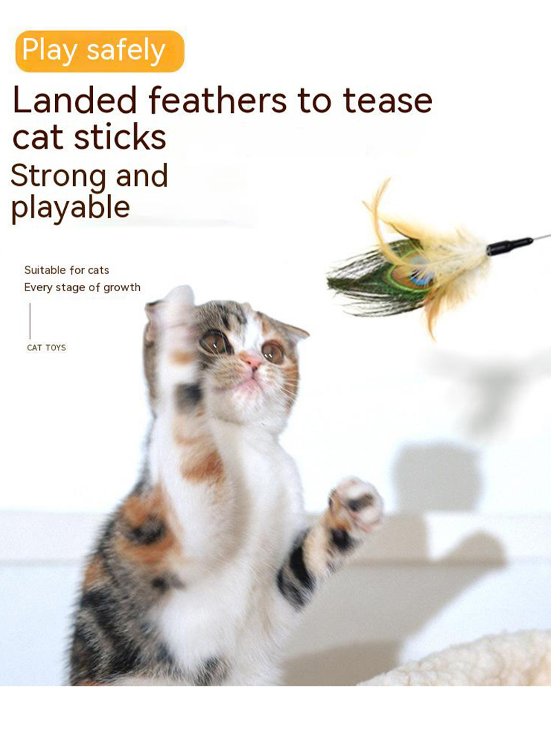 Funny Cat Stick Pet Supplies Fairy Stick Funny Cat Stick Extension Rod Spring Feather Cat Toy