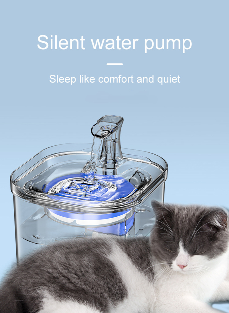 Pet Water Dispenser Transparent Automatic Circulation 2L Water Fountain Cat Dog Water Drinking Bowl