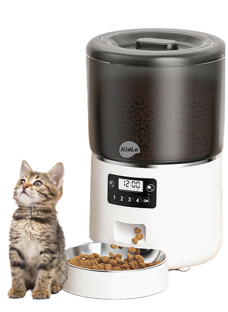 Pet Feeding Machine Automatic Quantitative 4L Cat And Dog Grain Storage Bucket Cat Feeder Intelligent Feeding Stainless Steel Bowl