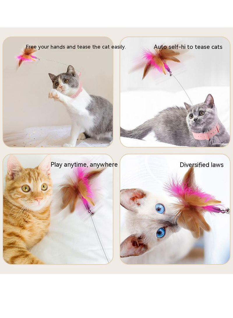 Funny Cat Stick Pet Self-healing Cat Toy Multi-functional Can Bind Feet Table Leg Collar Feather Silicone Funny Cat Stick