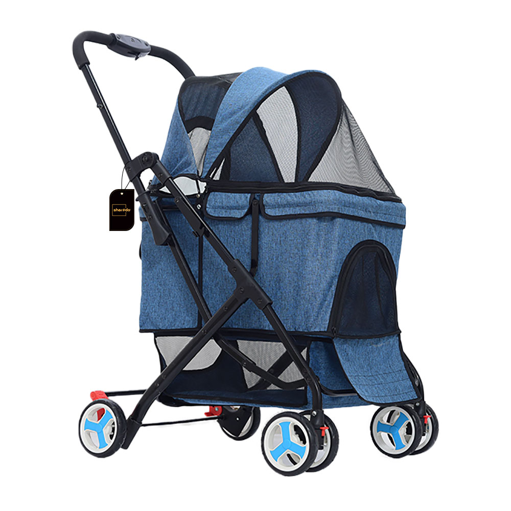Lightweight Foldable Pet Trolley Stroller Dog Cat Bag Separation Cage Out Small Pet Car