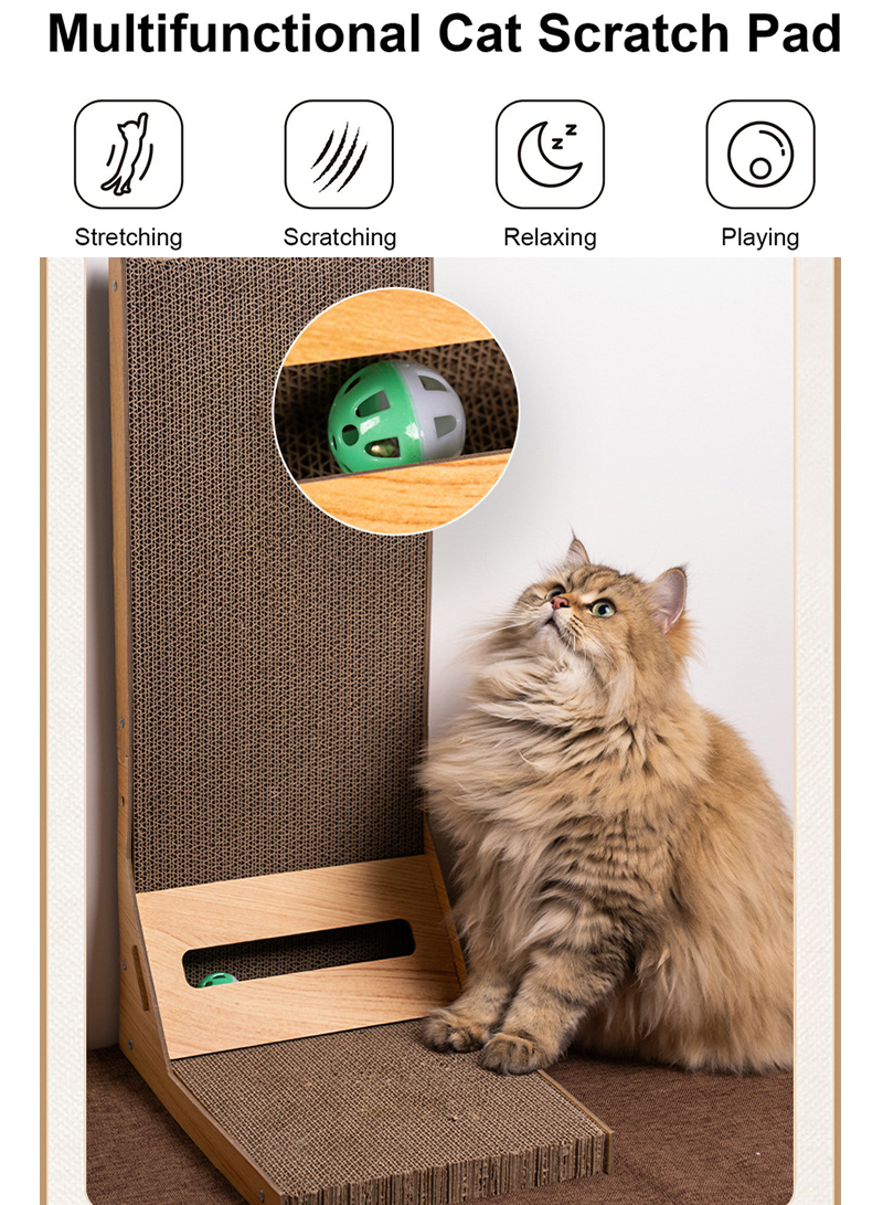 Vertical L-Shaped Cat Scratch Board Climbing Toy
