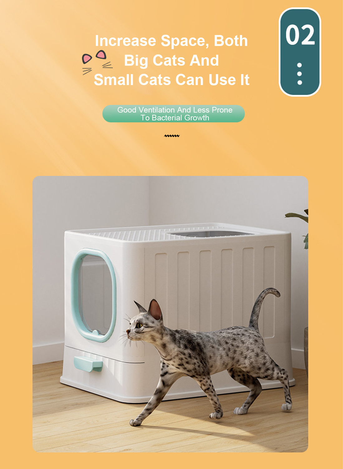 Enclosed Cat Litter Pan Cat Cleaning Products Folding Odor Blocking Splash Resistant Cat Litter Pan Litter Scoop Included