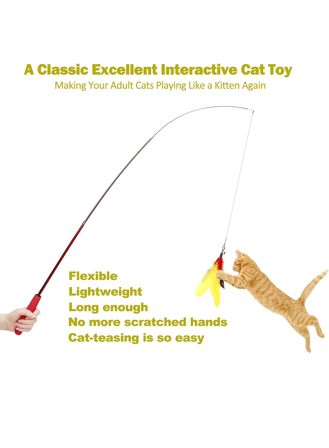 12 PCS Indoor Cat Toys Pet Interactive Teaser Stick Set Cat Feather Stick Toys