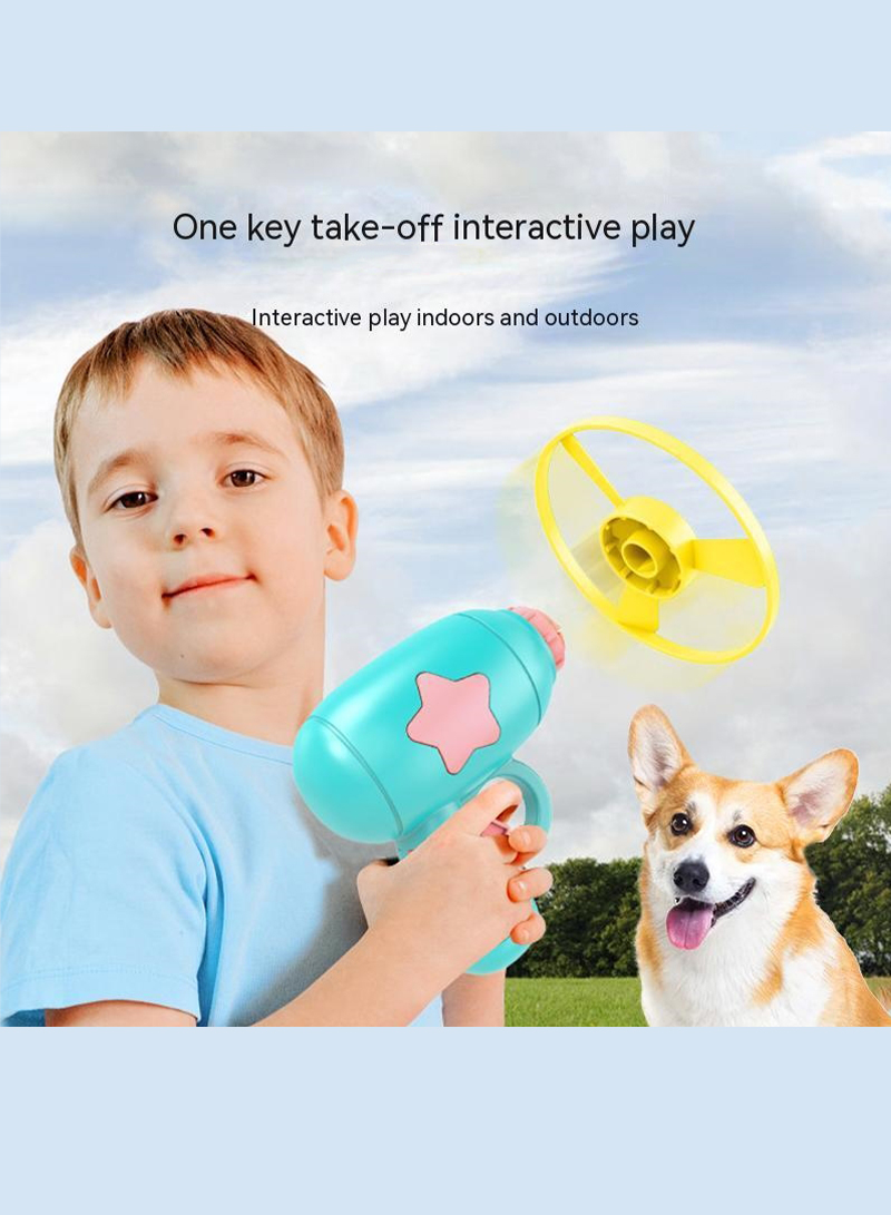 Spinning Frisbee Pet Toy (Bag) Blue+4 Non Luminous Frisbee+1 Luminous Frisbee