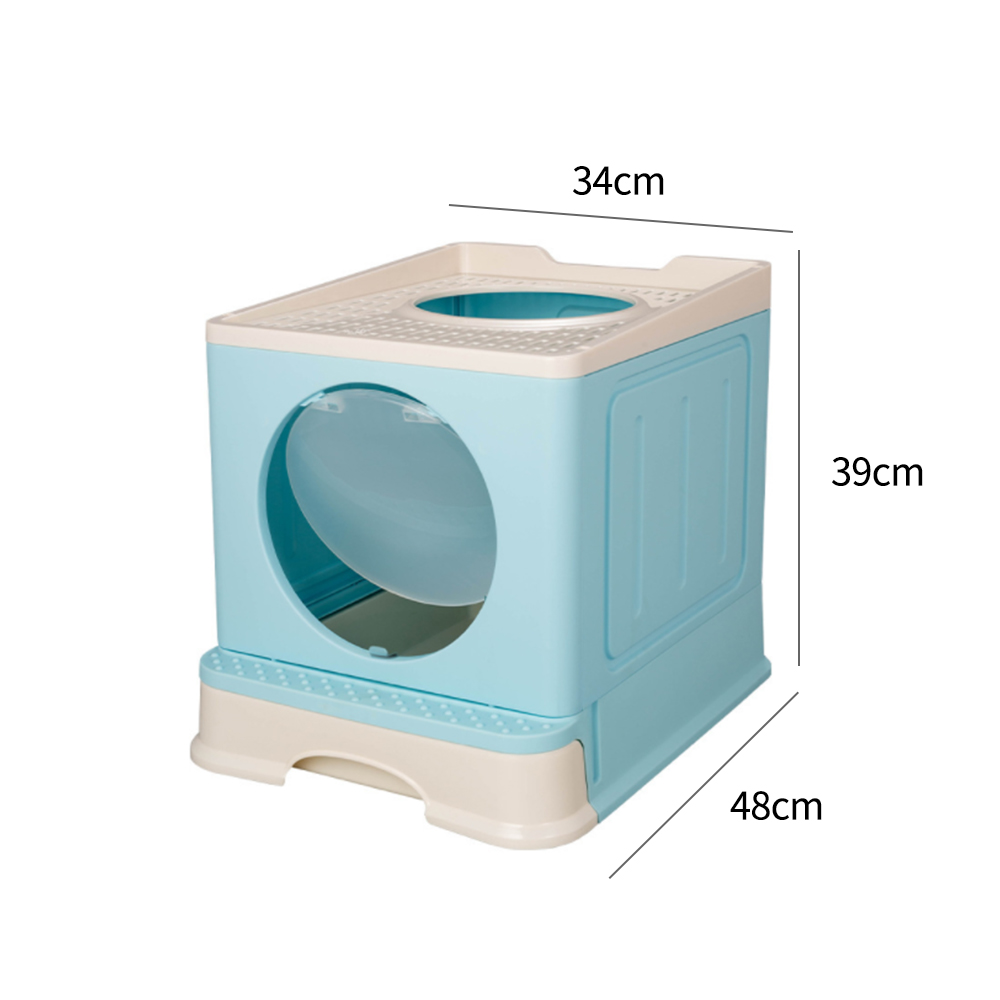 Fully Enclosed Top-in Two-way Drawer Type Foldable Cat Litter Box