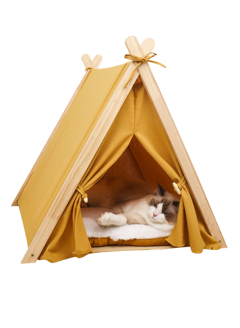 All Season Universal Pet Tent For Cats And Small Dogs Enclosed Pine Warm Cat Tent Indoor With Soft Cushion