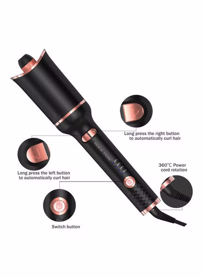 Automatic Curling Iron, Large Curls, 4 Temperature Settings &amp; Time Reminder, Anti-Scalding &amp; Perfect Care, Ceramic Wand for Minimal Hair Damage (Black)