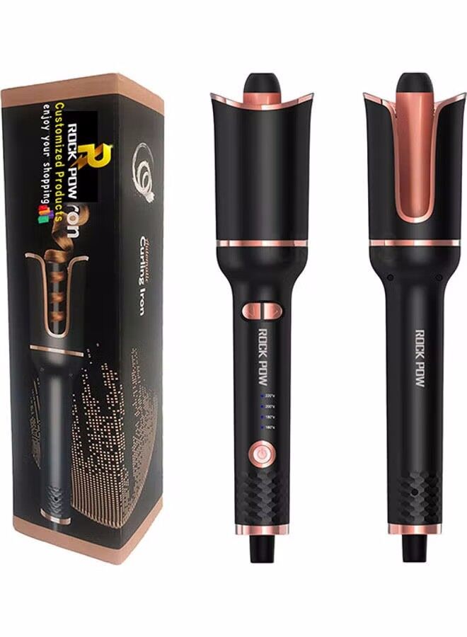 Automatic Curling Iron, Large Curls, 4 Temperature Settings & Time Reminder, Anti-Scalding & Perfect Care, Ceramic Wand for Minimal Hair Damage (Black)