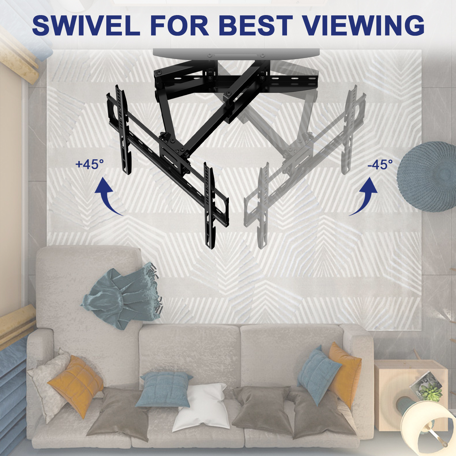 Full Motion TV Wall Mount Swivel and Tilt for Most 26-55 Inch TVs