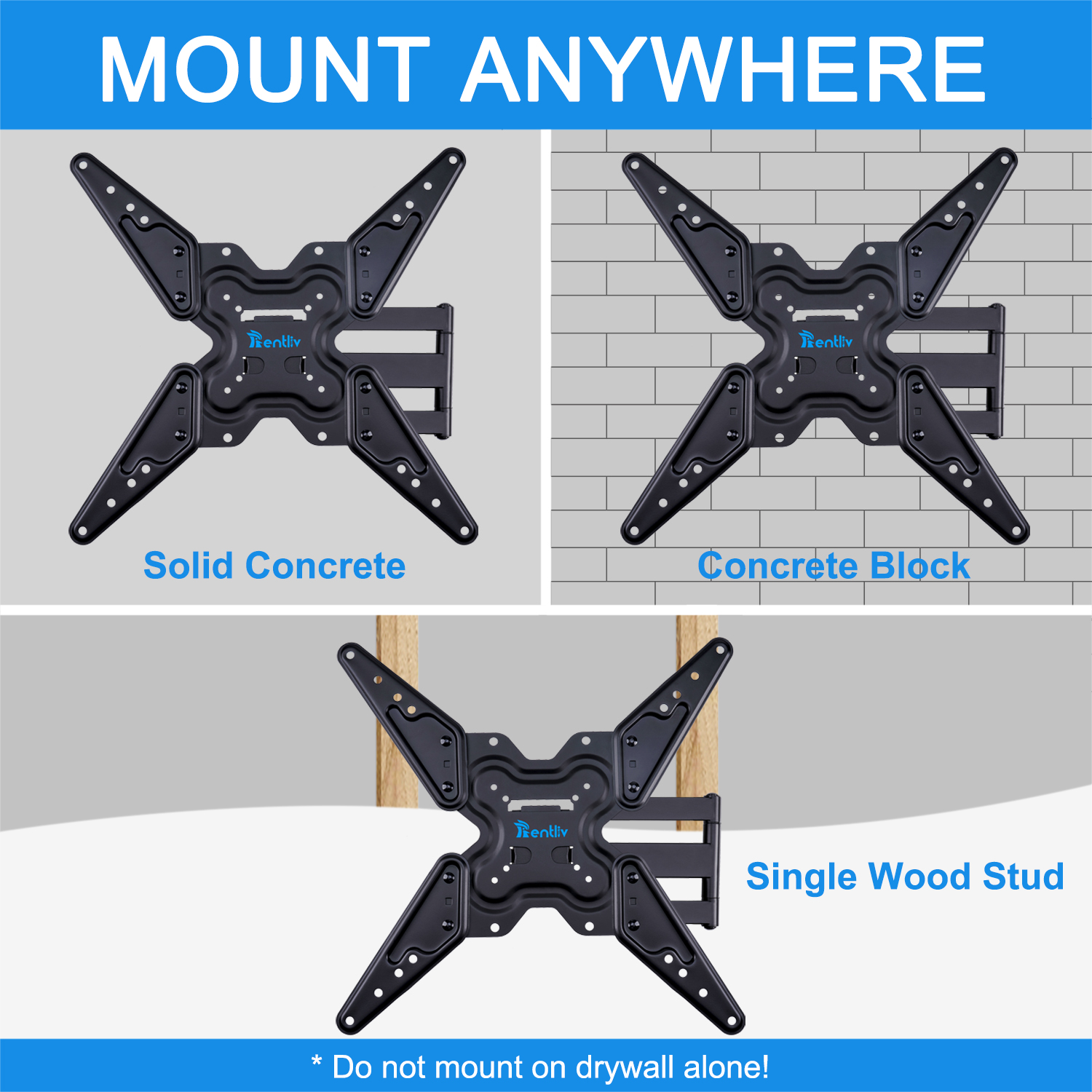 TV Wall Mount Monitor Wall Stand with Swivel and Tilt for 26-55 Inch Screens