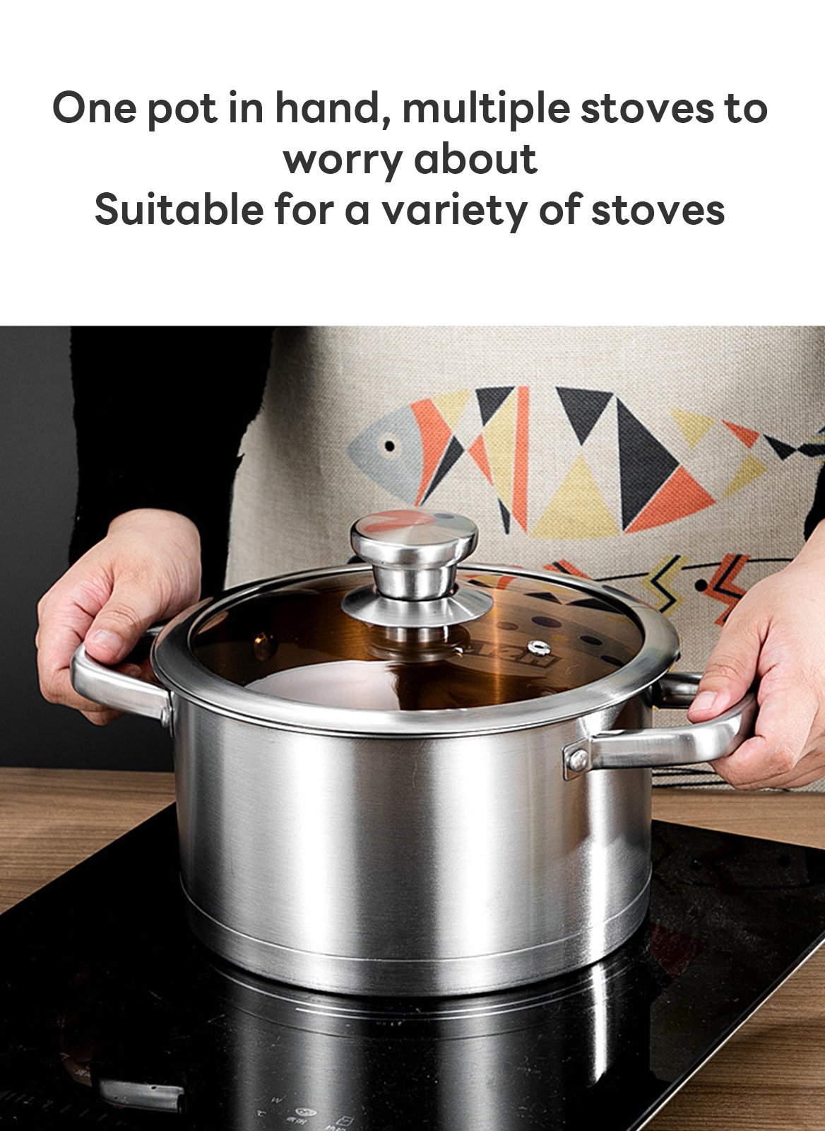 3-Piece Stainless Steel Thickened Pot Set, 18cm Soup Pot, 22cm Milk Pot, 26cm Frying Pan