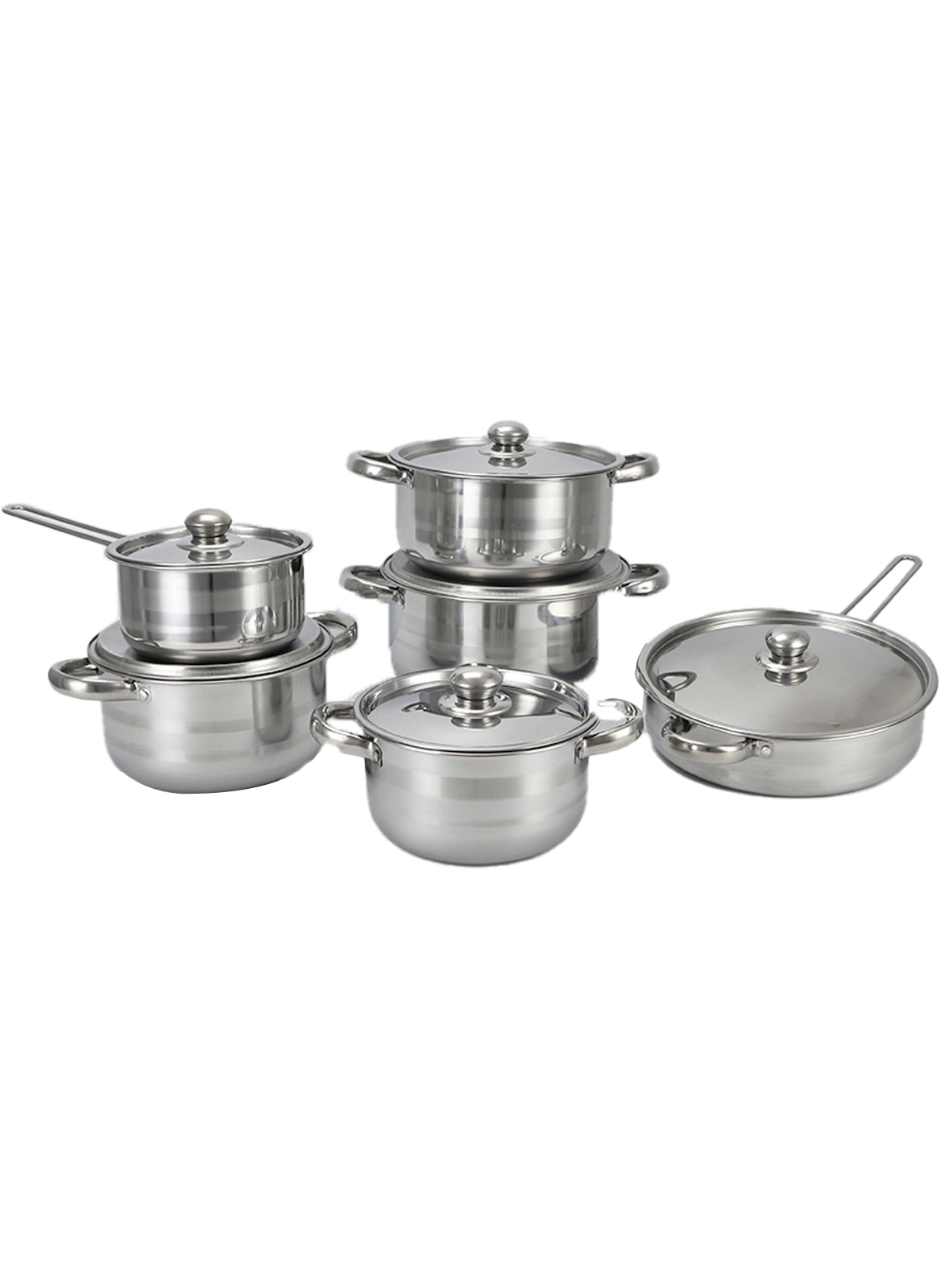 12 Piece Stainless Steel Stock Pot Frying Pan Cookware Set