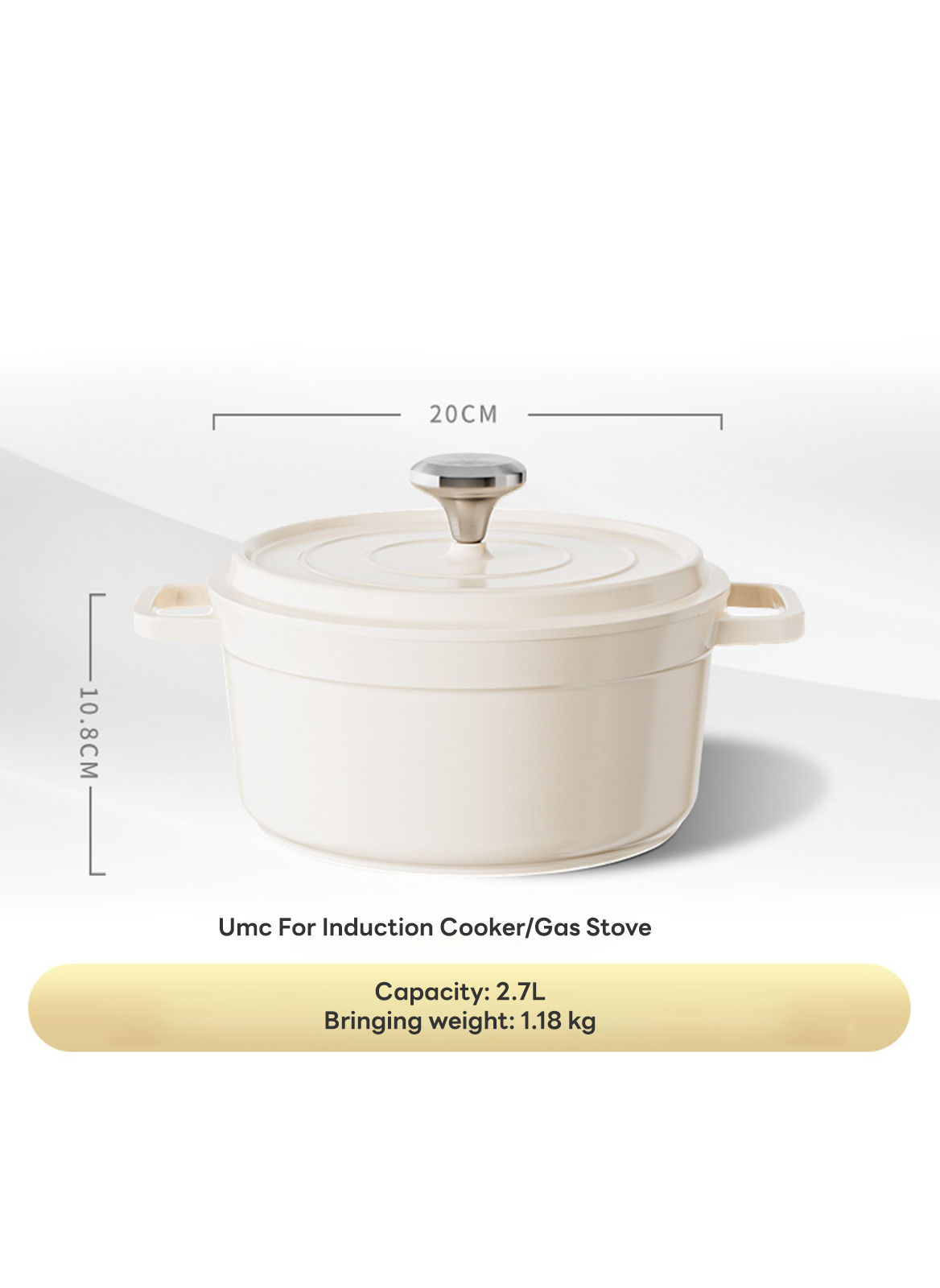 Home Ceramic Non -Stick Pot Stew Soup Soup, Induction Cooker/Gas Stove Universal (2.7L/20CM)