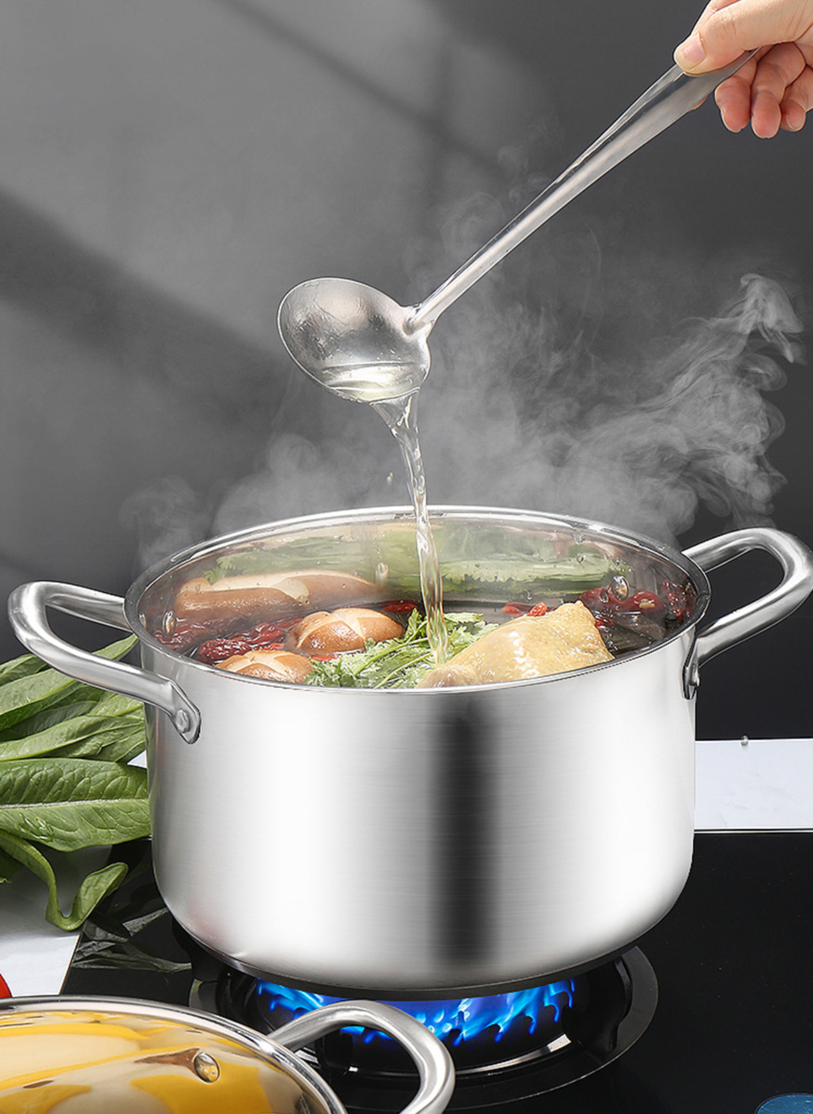 304 Stainless Steel Household Steamer Thickened Soup Pot 24CM