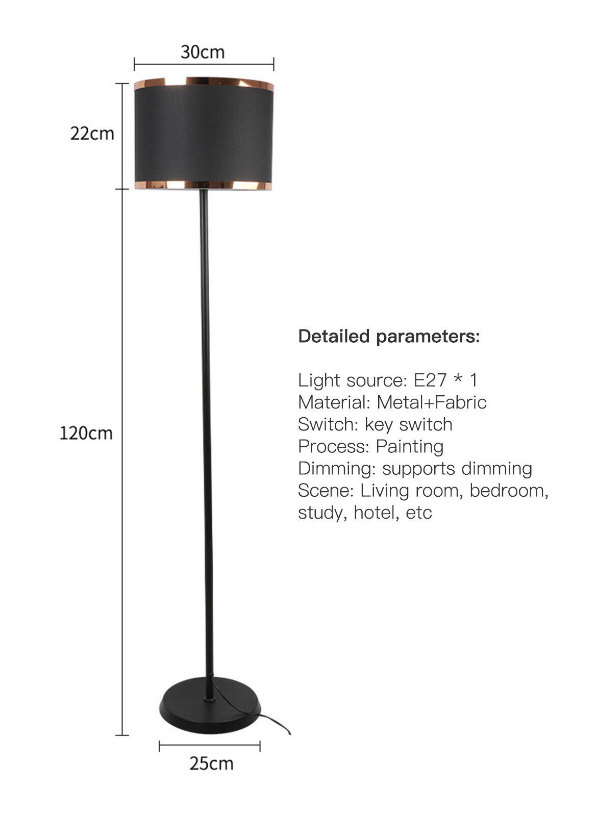 Simple Modern Dimmable Vertical Floor Lamp 12W