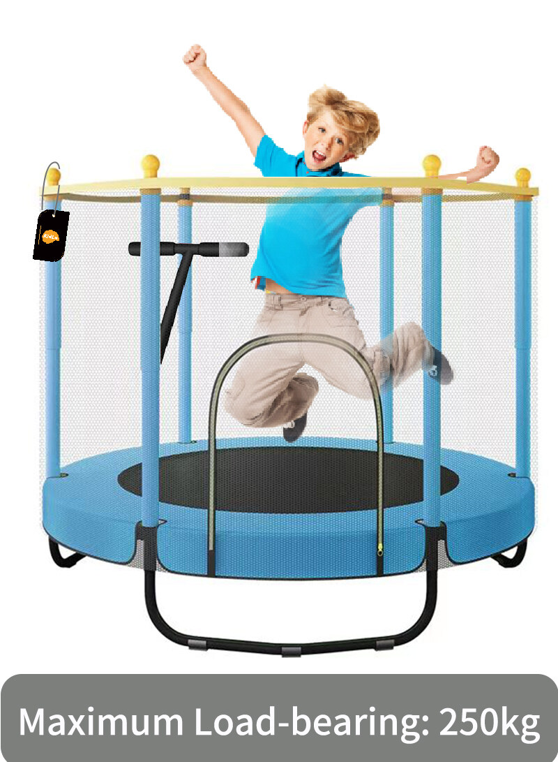 Trampoline for Kids Adjustable Baby Toddler Trampoline with Basketball Hoop，Adjustable Gymnastic Poles，with Safety net