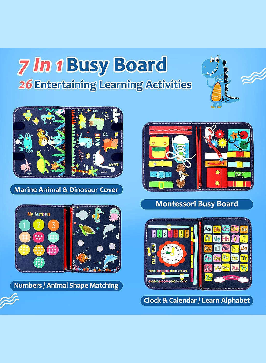 Montessori Busy Board for Toddlers, Felt Learning Board, Dressing Board, Early Educational Toy