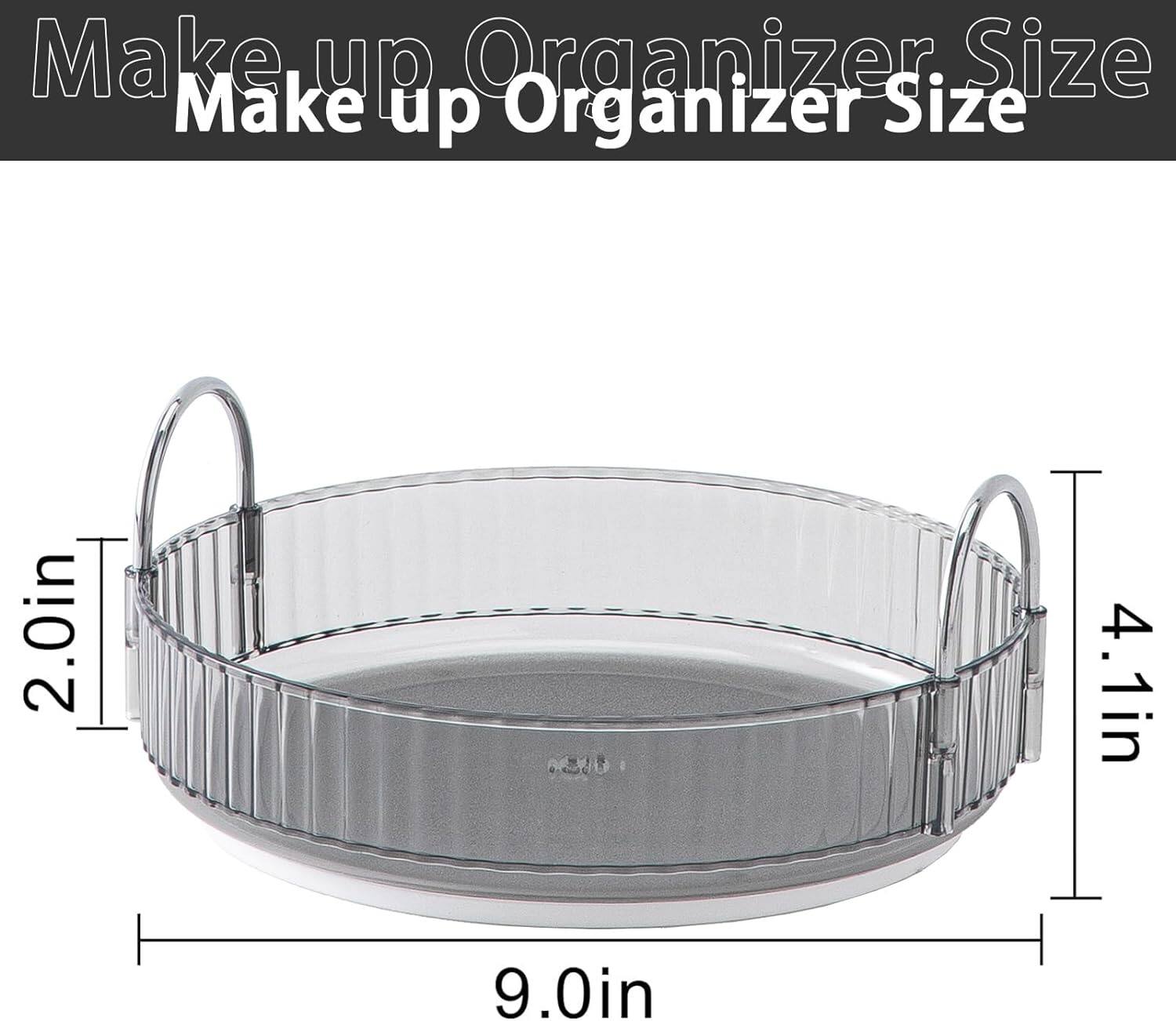 Rotating Makeup Organizer for Vanity, High-Capacity Skincare Clear Make Up Storage Perfume Organizers Cosmetic Dresser Organizer Countertop 360 Spinning（1 Tier-Grey）