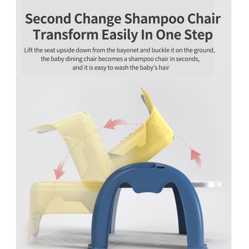 Baby Shampoo Chair Multifunctional Foldable Toddler Washing Hair Baby Bath Seat With Dinner Plate