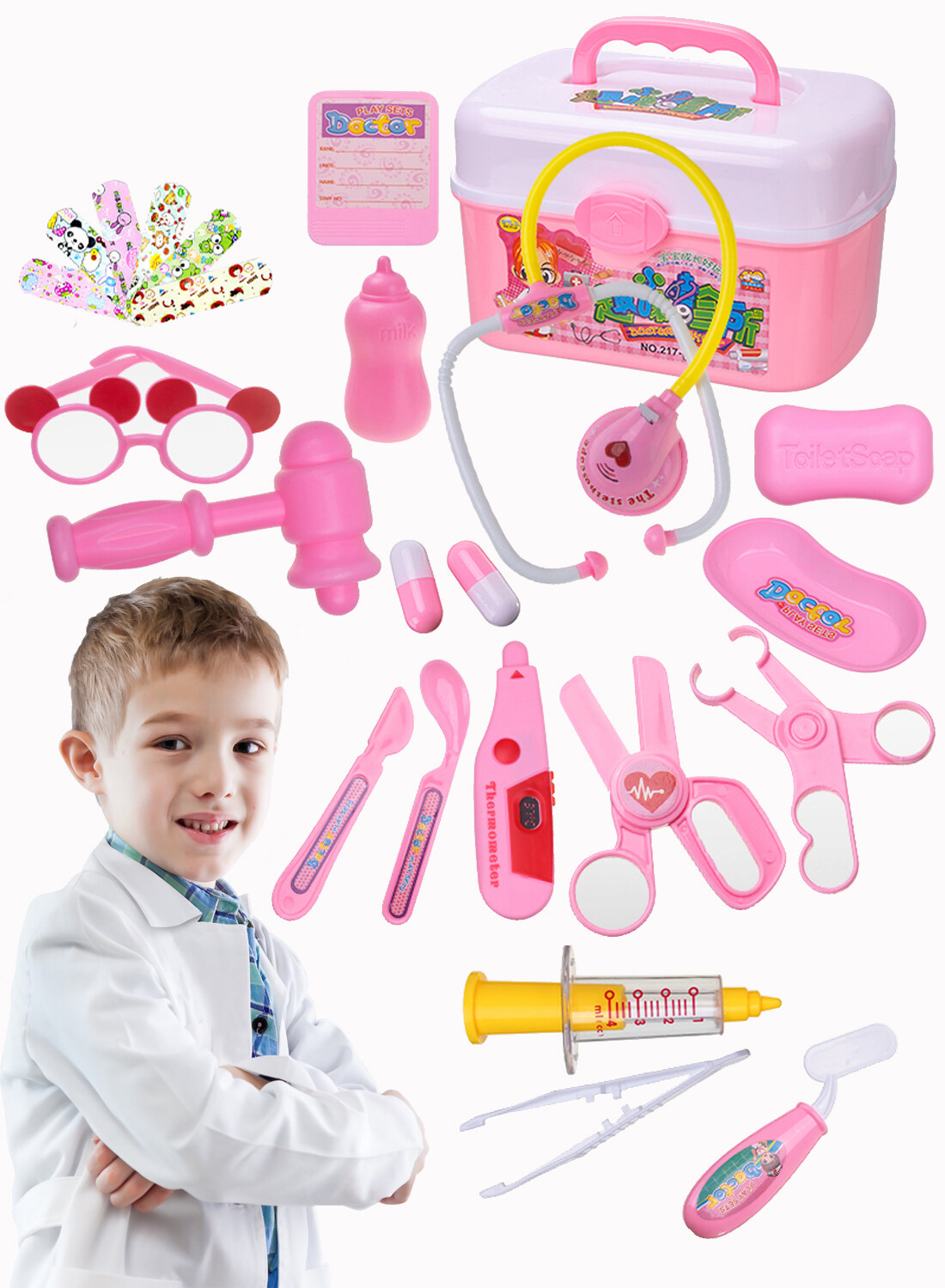 Toy Doctor Kits 20 Pcs Pretend Play Doctor Kit Toys Stethoscope Medical Kit Imagination Play for Kids