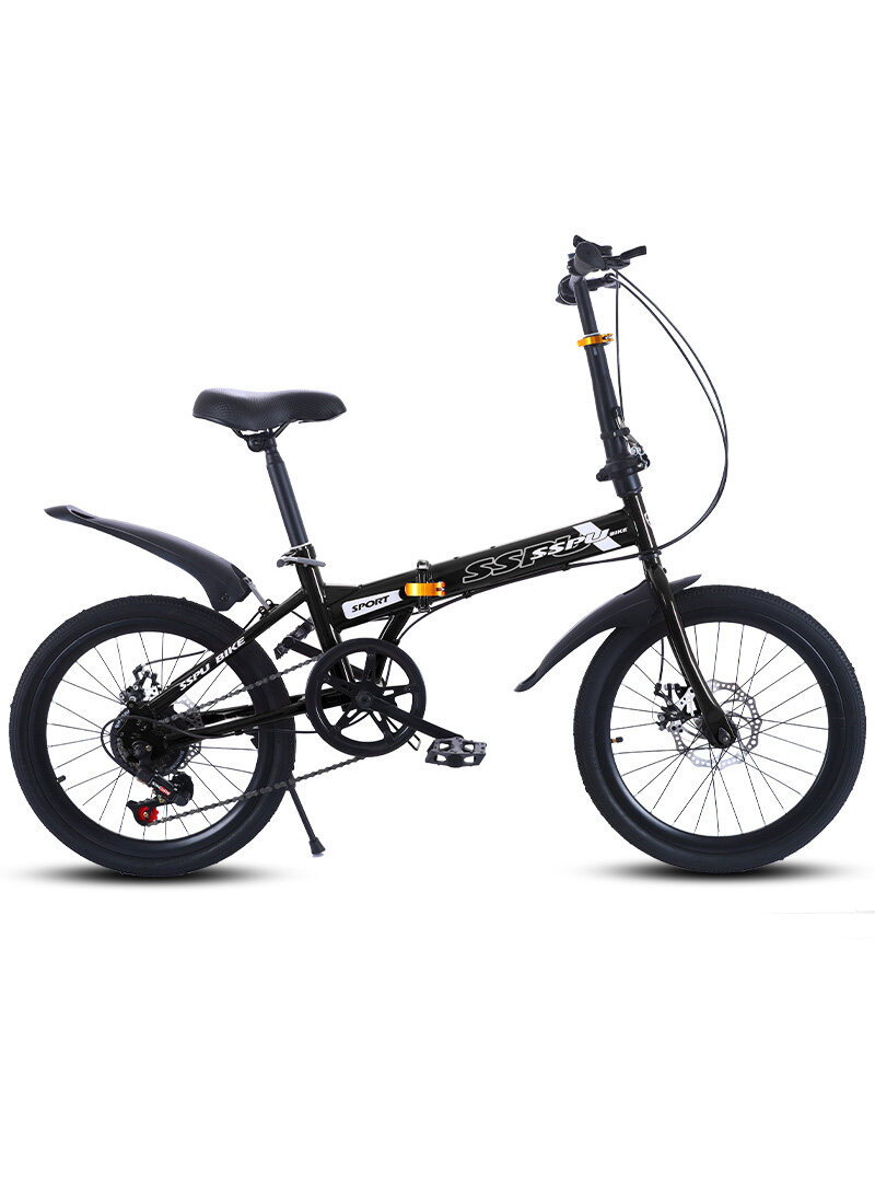 20in Folding Bike, 7 Speed Foldable City Bike, Carbon Steel Bicycle for Adults, Foldable Bicycle with Adjustable Seats & Disc Brake for Traveling & Exercising