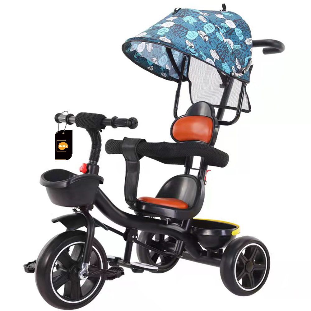 Baby Trike, 6-in-1 Kids Stroller Tricycle With Adjustable Push Handle, Removable Canopy, Safety Harness For 6 Months - 6 Year Old