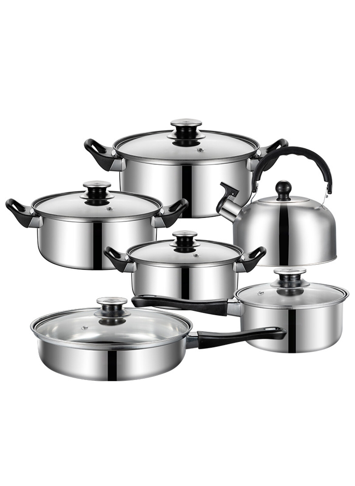 6-Piece Stainless Steel Pot and Kettle Set