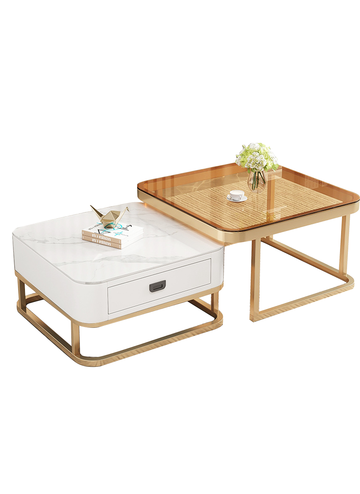 Simple Creative Retractable Square Coffee Table with Drawers