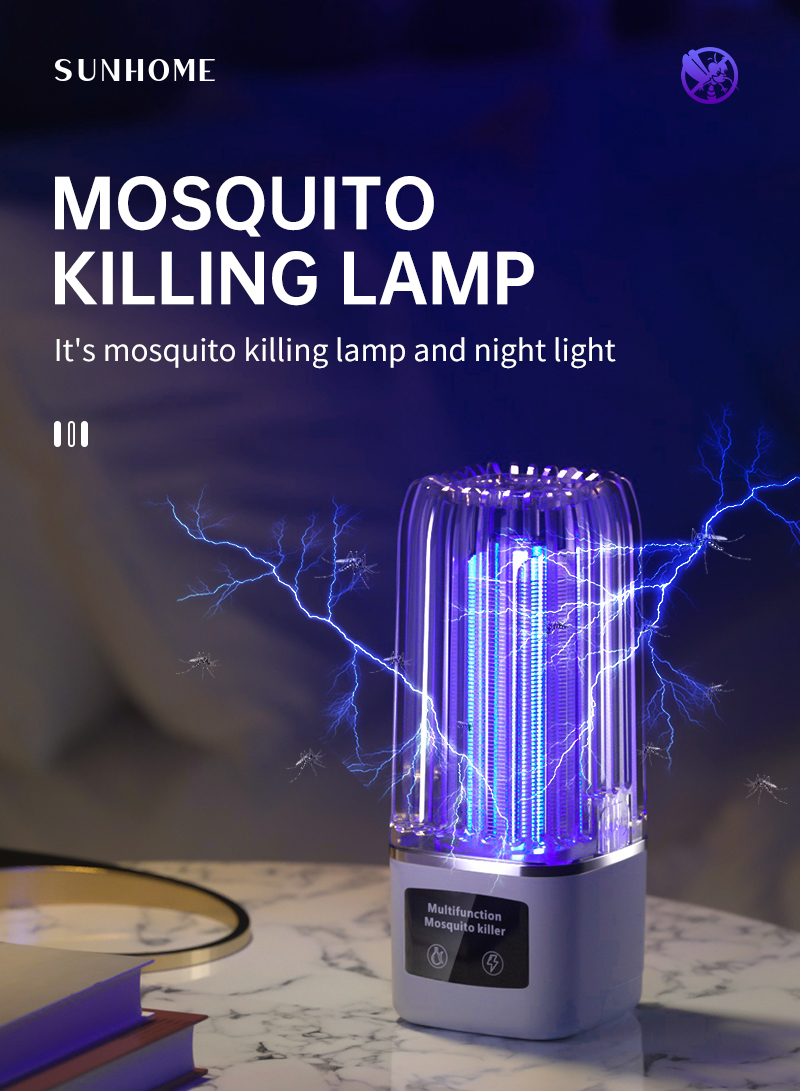 Mini USB Charging UV Electric Mosquito Killer Lamp 360° Mosquito Pest Killing Trap Insect Killer 9W BK-MD08 White
