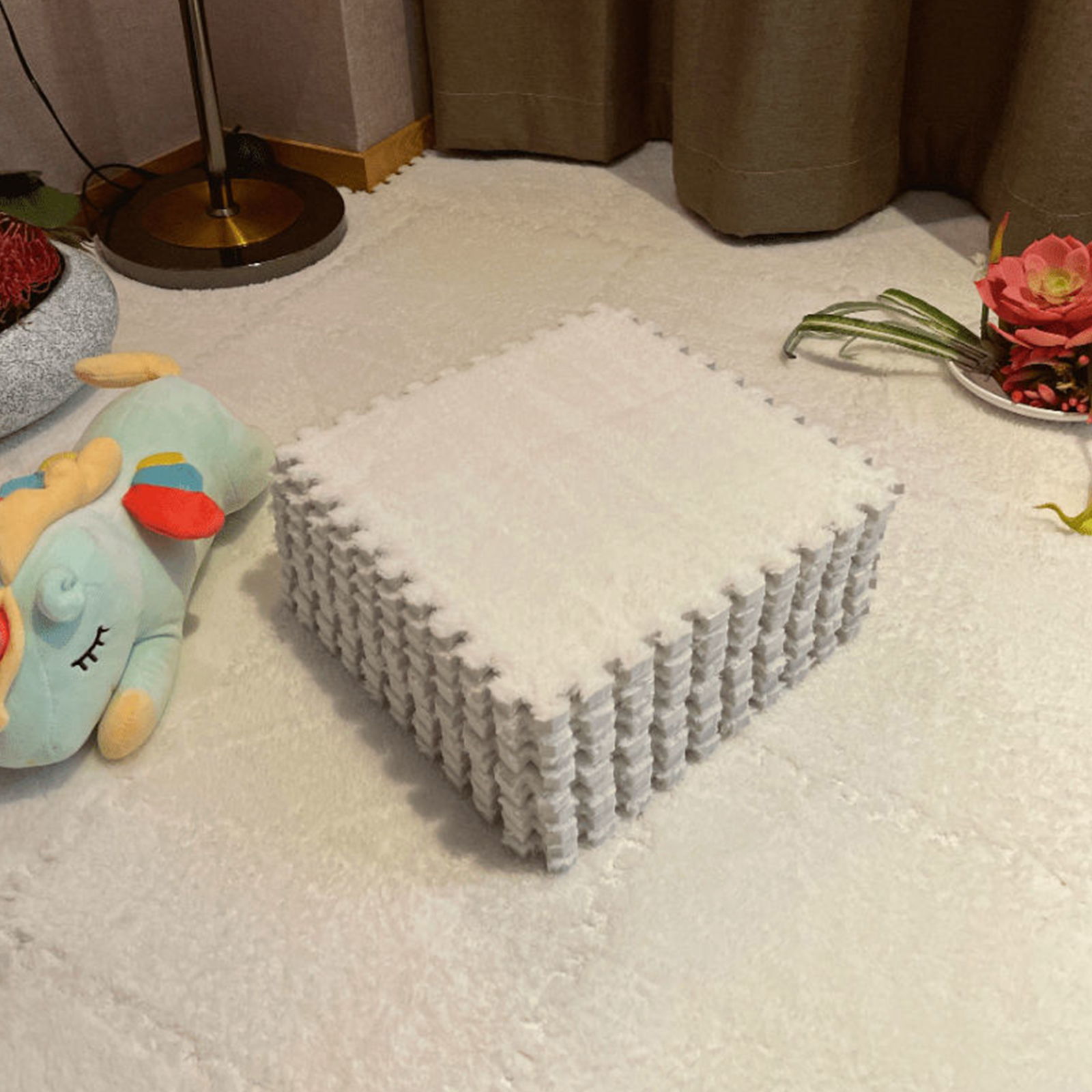 10-Piece Bedroom Splicing Thick Plush Carpet Set 30*30CM