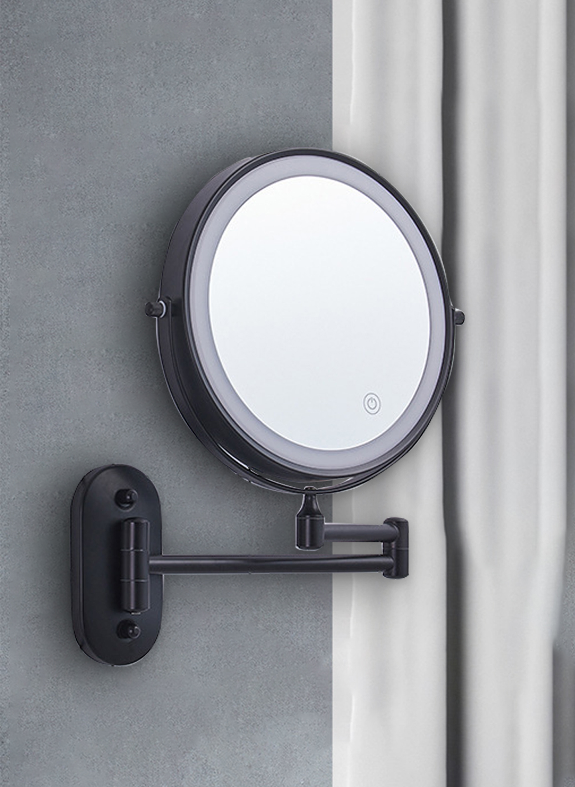 LED Bathroom Punch-Free Wall-Mounted Folding Adjustable Cosmetic Mirror (Battery Type)