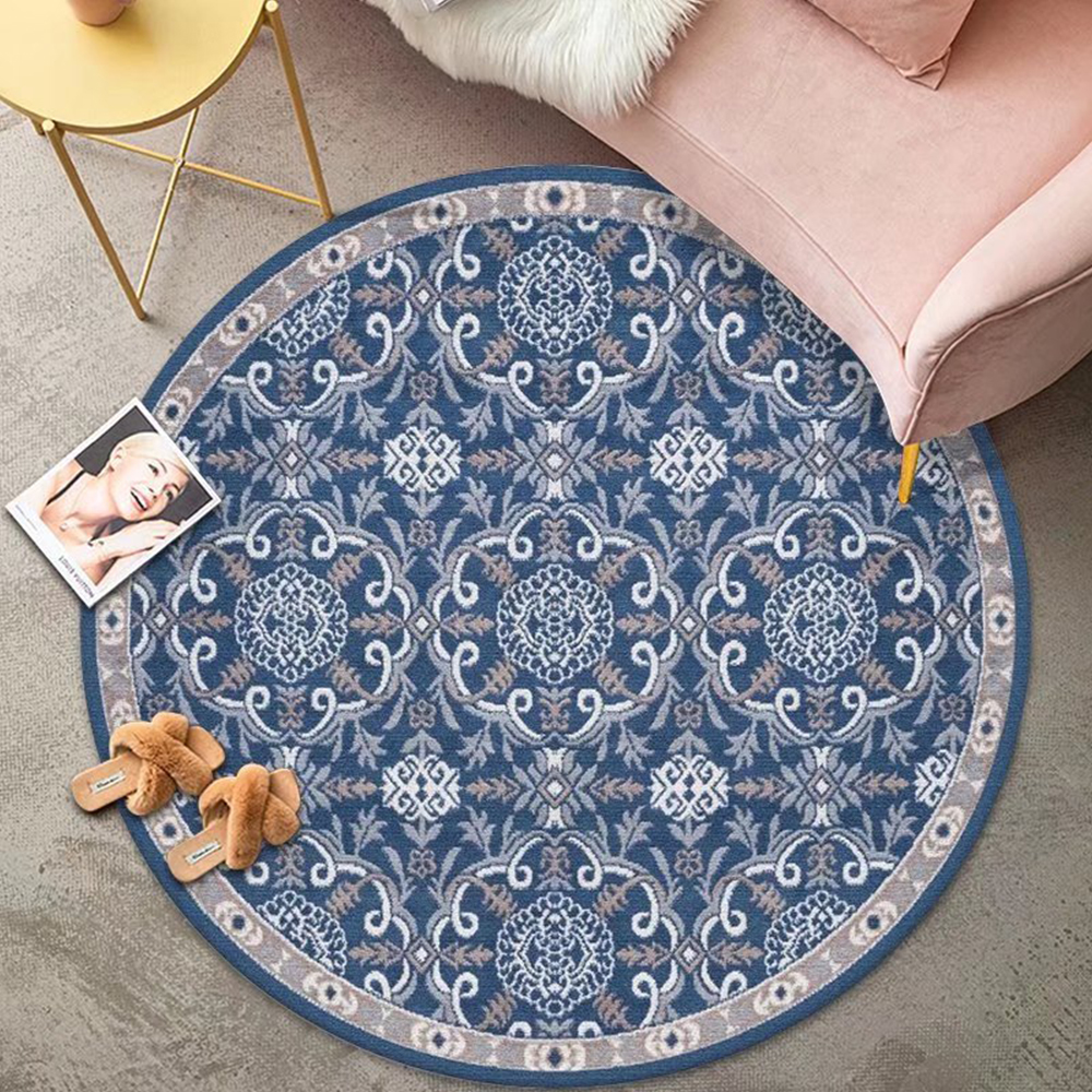 Vintage Faux Cashmere Round Rug Coffee Table Cushion 120*120CM