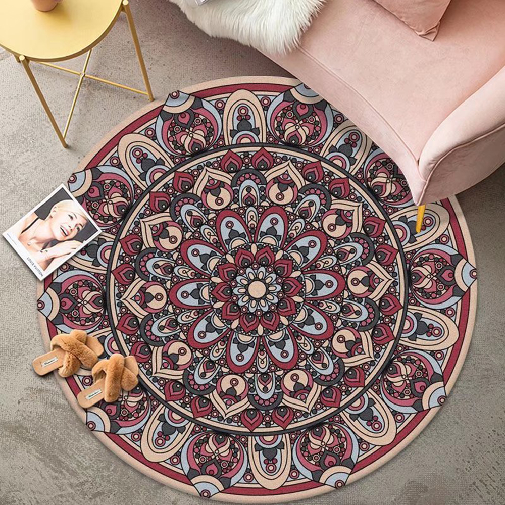 Vintage Faux Cashmere Round Rug Coffee Table Cushion 120*120CM