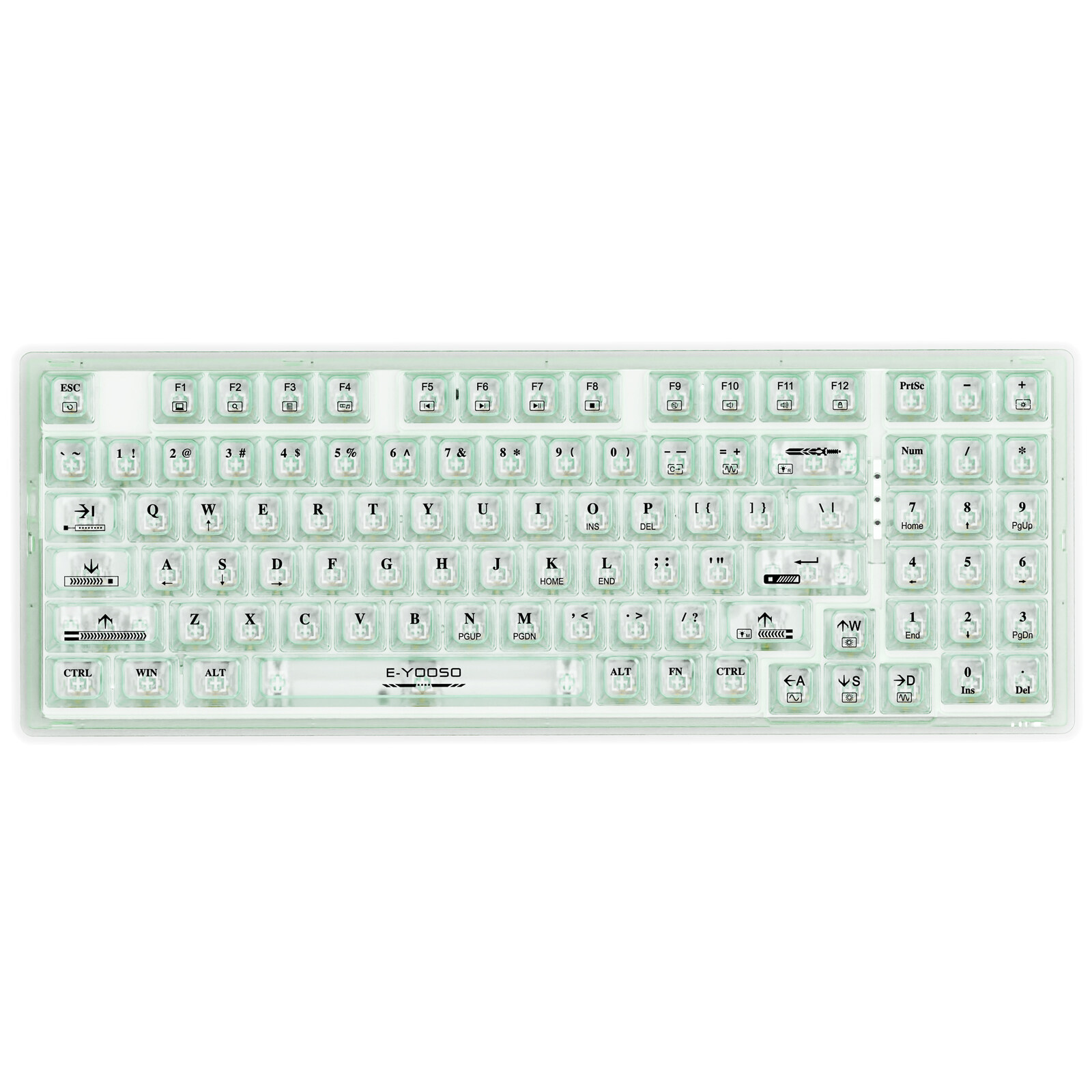 Z94 95% Gaming Keyboard Transparent PBT Keycaps,94 Keys Red Switch USB Wired Mechanical Keyboard with RGB Side Light
