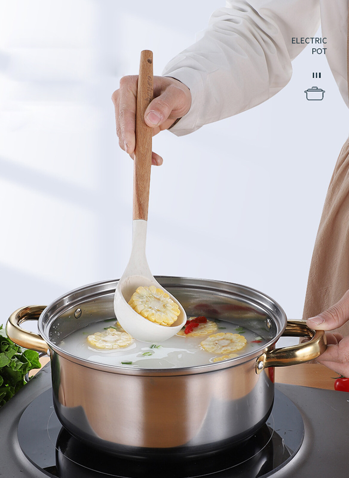 5-Piece Kitchen Stainless Steel Soup Pot Thickened Pot Set