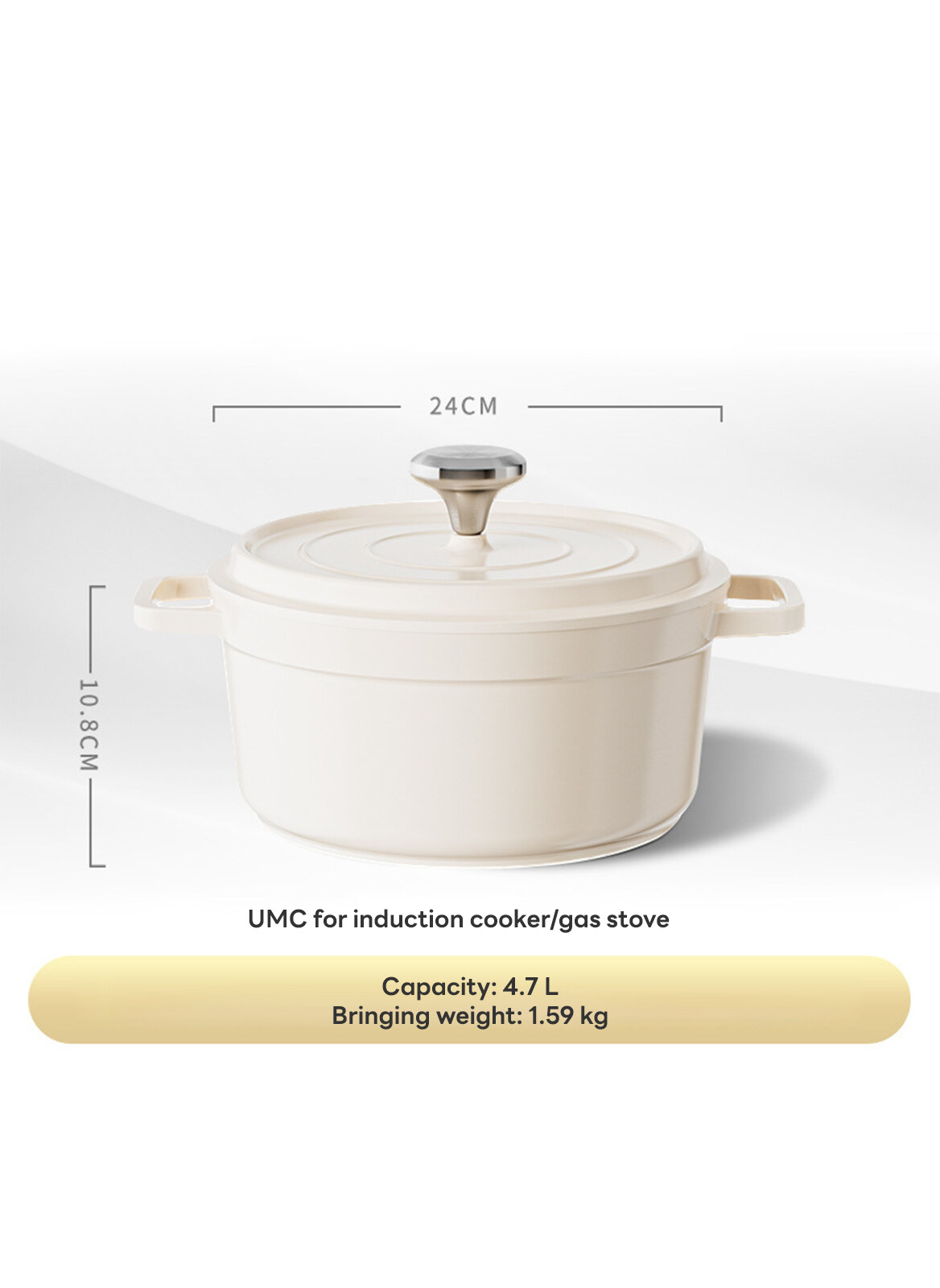 Home Ceramic Non -Stick Pot Stew Soup Soup, Induction Cooker/Gas Stove Universal (4.7L/24CM)