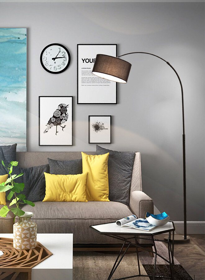 Nordic Simple Eye-protecting Vertical Floor Lamp with 9W Tricolor Lamp