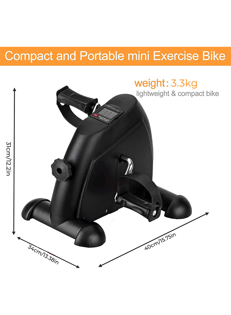 Mini Exercise Bike, Under Desk Bike Pedal Exerciser, Peddler Exerciser, Portable Foot Cycle Arm & Leg Peddler Machine with LCD Screen Displays